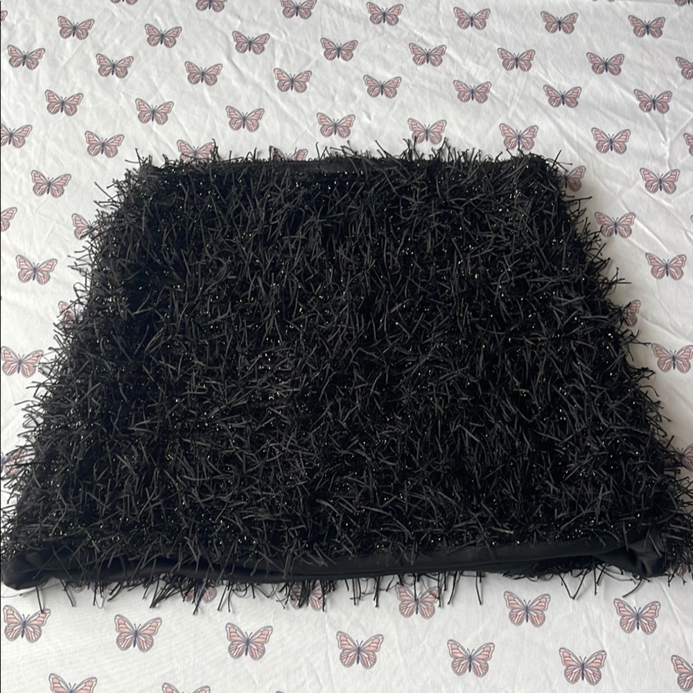Chic Black Fuzzy Skirt
